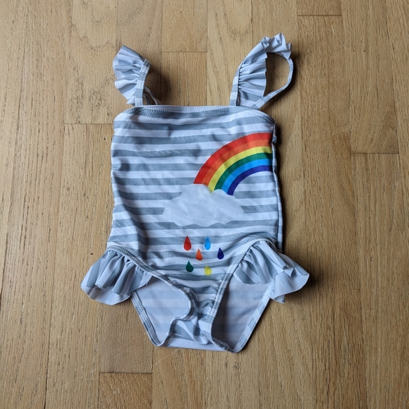Boutique one piece Rainbow Swimsuit size 12 months - Picture 1 of 3